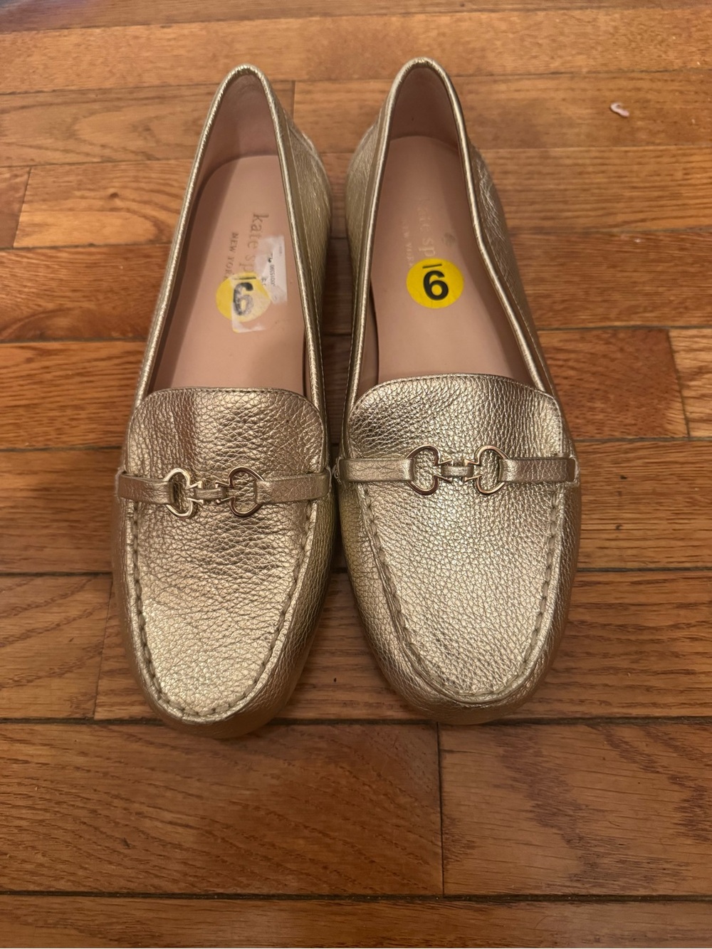 kate spade Metallic Gold Leather Loafers